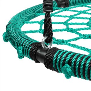 40 Inch Spider Web Round Rope Swing with Adjustable Ropes, 2 Carabiners  (Green & black)
