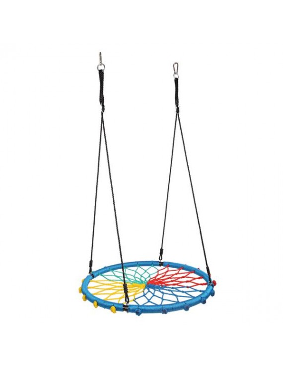 40 Inch Spider Web Round Rope Swing with Adjustable Ropes, 2 Carabiners  (Colorful)