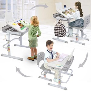 Details about   80Cm Hand-Operated Lifting Table Top Can Tilt Children's Study Table Chair Gray 