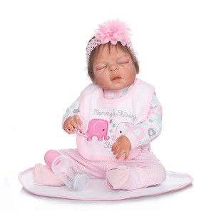 Pink Elephant Fashionable Play House Toy Lovely Simulation Baby Doll with Clothes Size 22"