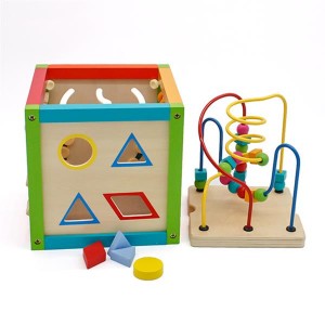 Wooden Learning Bead Maze Cube 5 in 1 Activity Center Educational Toy