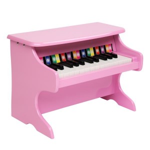 Wooden Toys: 25-key Children's Wooden Piano / Vertical (without Chair) Mechanical Sound Quality Pink