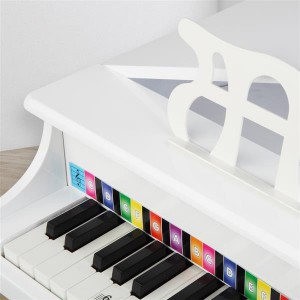 Wooden Toys: 30-key Children's Wooden Piano / Four Feet / with Music Stand, Mechanical Sound Quality,White